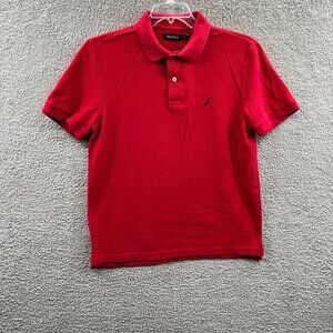 Nautica Mens Polo Shirt Medium Red Short‎ Sleeve Pullover Knit Top